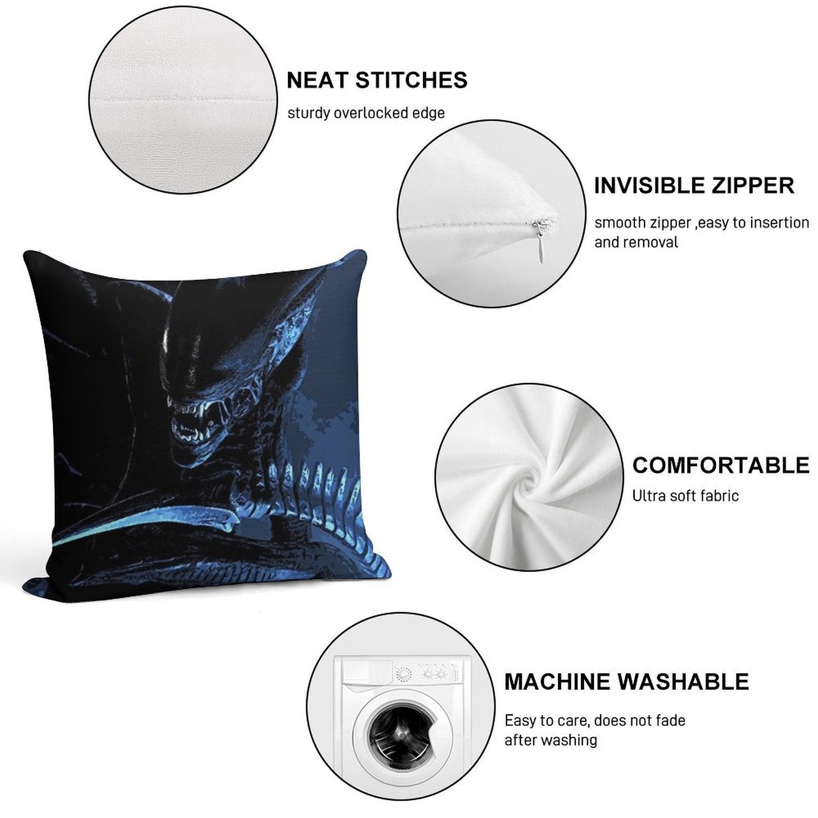 Xenomorph Soft Home Decor Throw Pillow