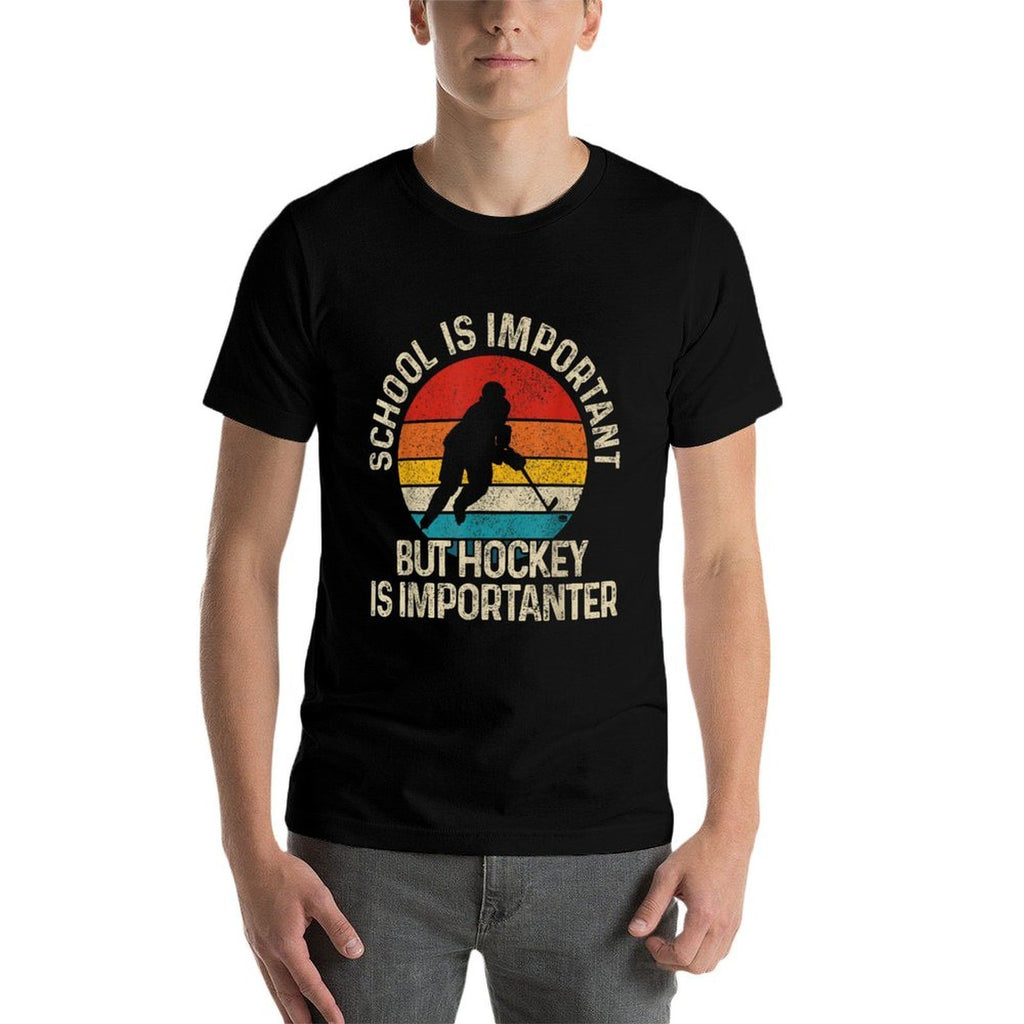 School Is Important But Hockey Is Importanter Funny Gist  Lightweight T-Shirt