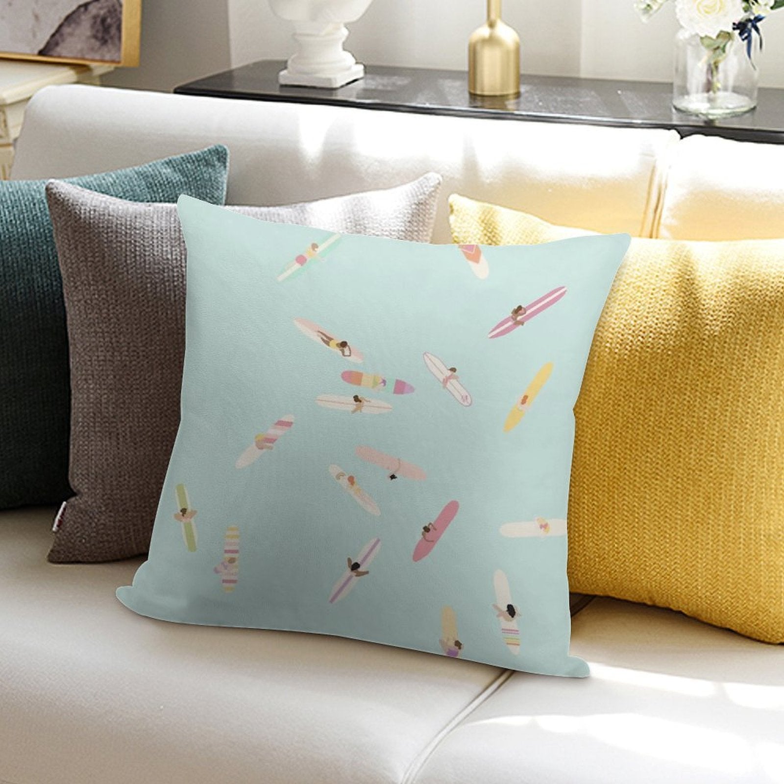 Surfs Up Ladies Soft Home Decor Throw Pillow