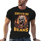 Fueled By Beans Funny Brainrot Cringe Skeleton Meme Flames  Graphic-printed T-Shirt