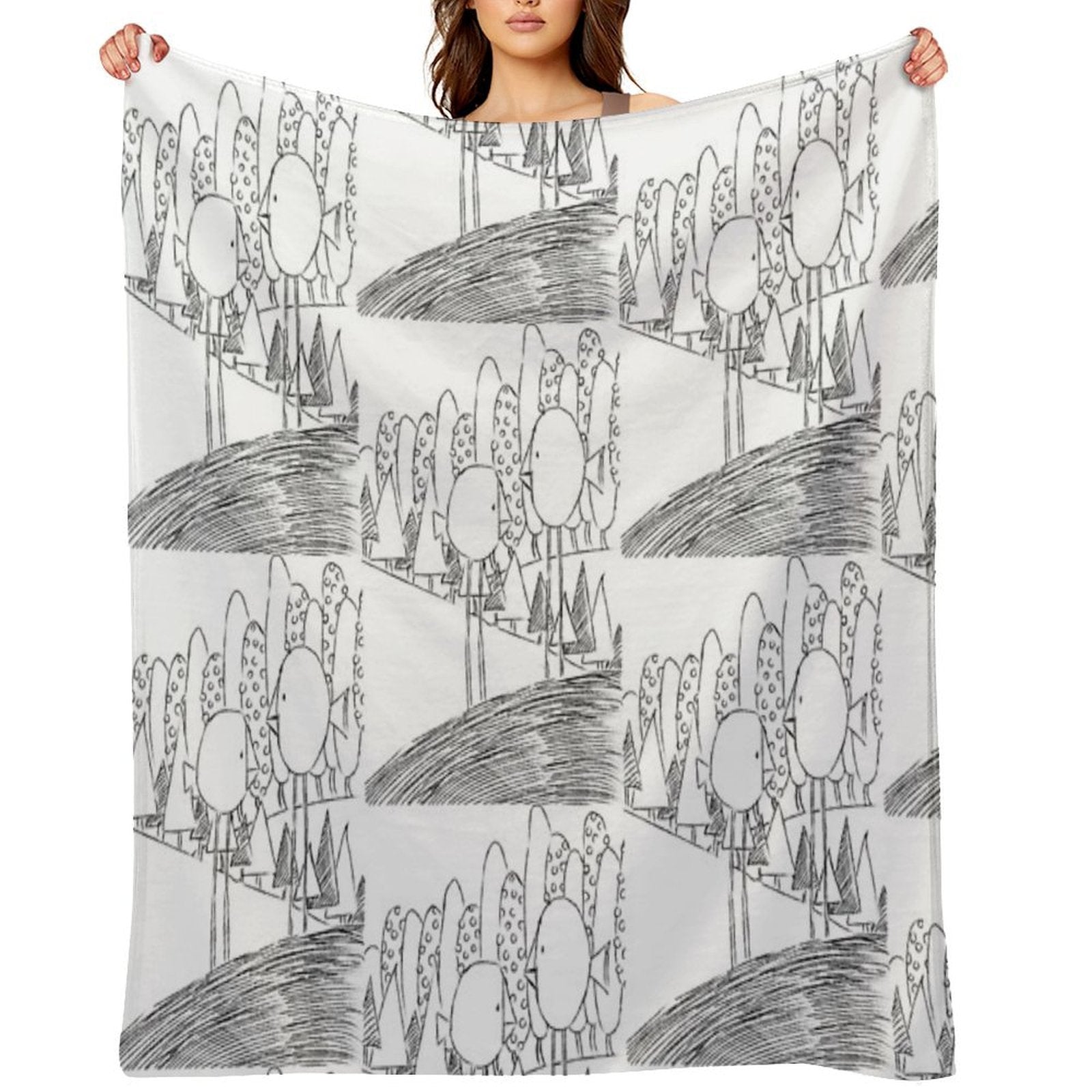 Imagine Birds with Long Legs Bw Easy Care Throw Blanket