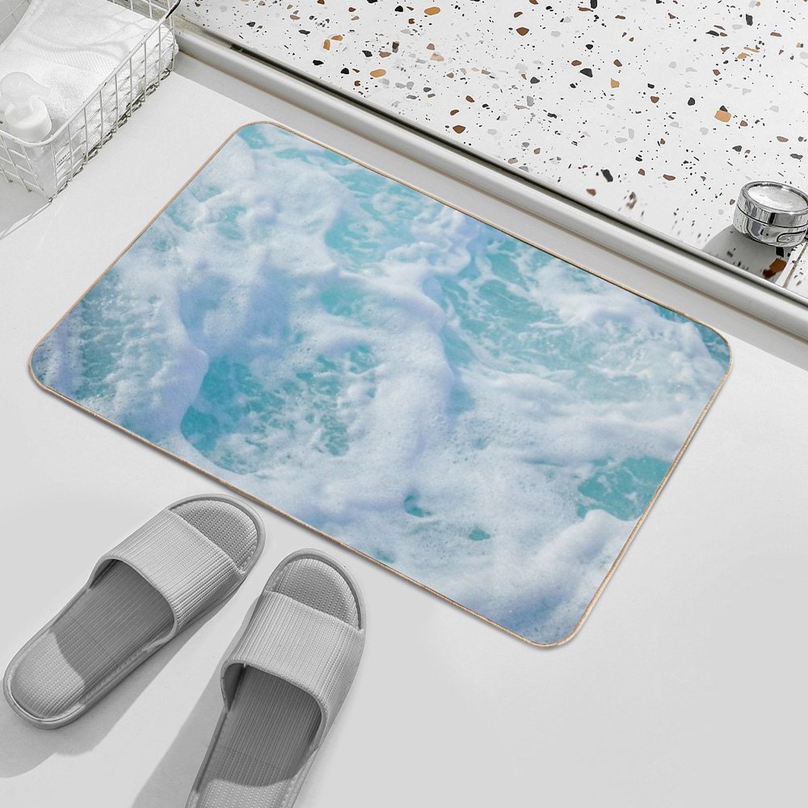 Blue Ocean Waves  Slip-Resistant Bath Mat
