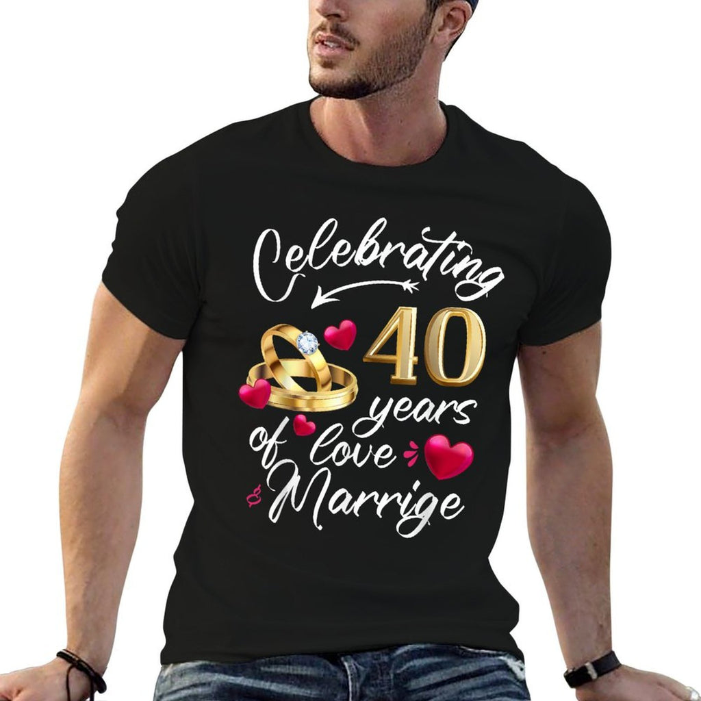 Celebrating 40 Years of Marriage 40th Wedding Anniversary  Summer-ready Fabric T-Shirt