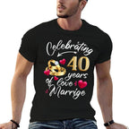 Celebrating 40 Years of Marriage 40th Wedding Anniversary  Summer-ready Fabric T-Shirt