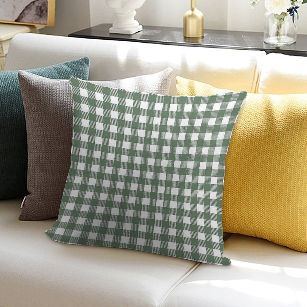 Plaid (sage Greenwhite) Soft Skin-Friendly Throw Pillow