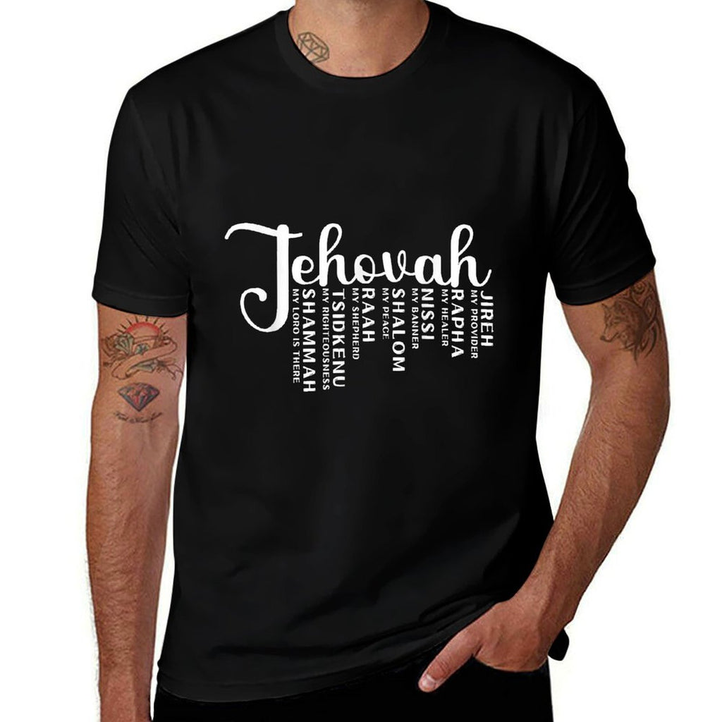 Jehovah Names of God 7 Names of God Christian Jewish Faith  Oversized Silhouette T-Shirt