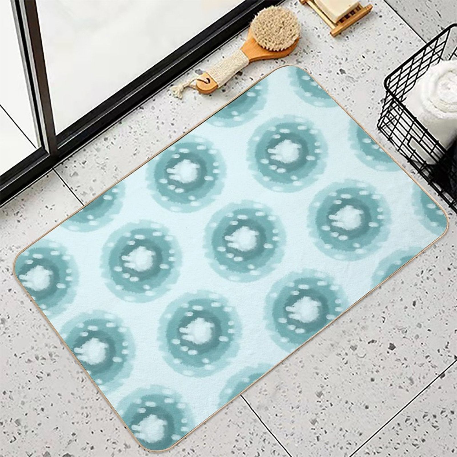 Watercolor Circles  Easy To Clean Bath Mat
