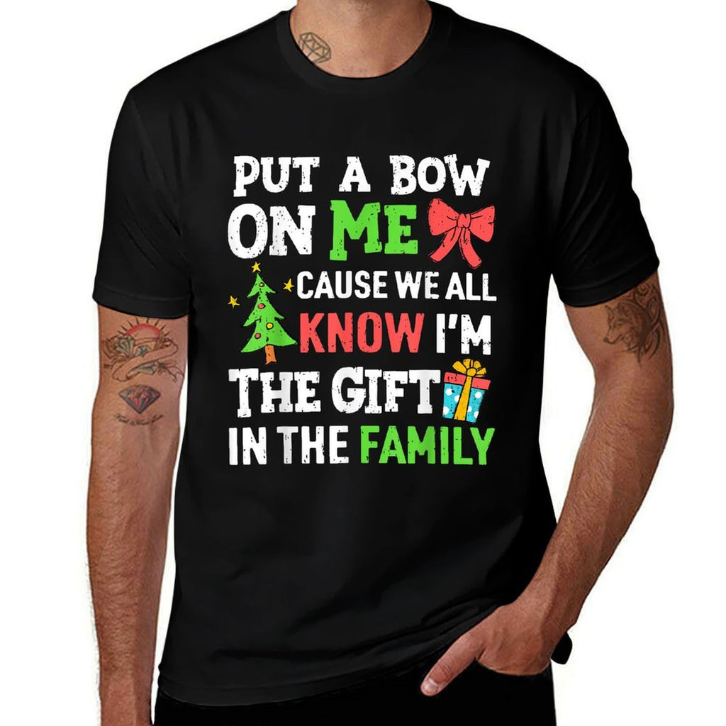 Funny Christmas Put A Bow On Me Christmas Kids Girls Boys  Cotton T-Shirt