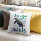 Just A Girl Who Loves Turtles Watercolor Sea Ocean Gift Soft Short Plush Fabric Throw Pillow