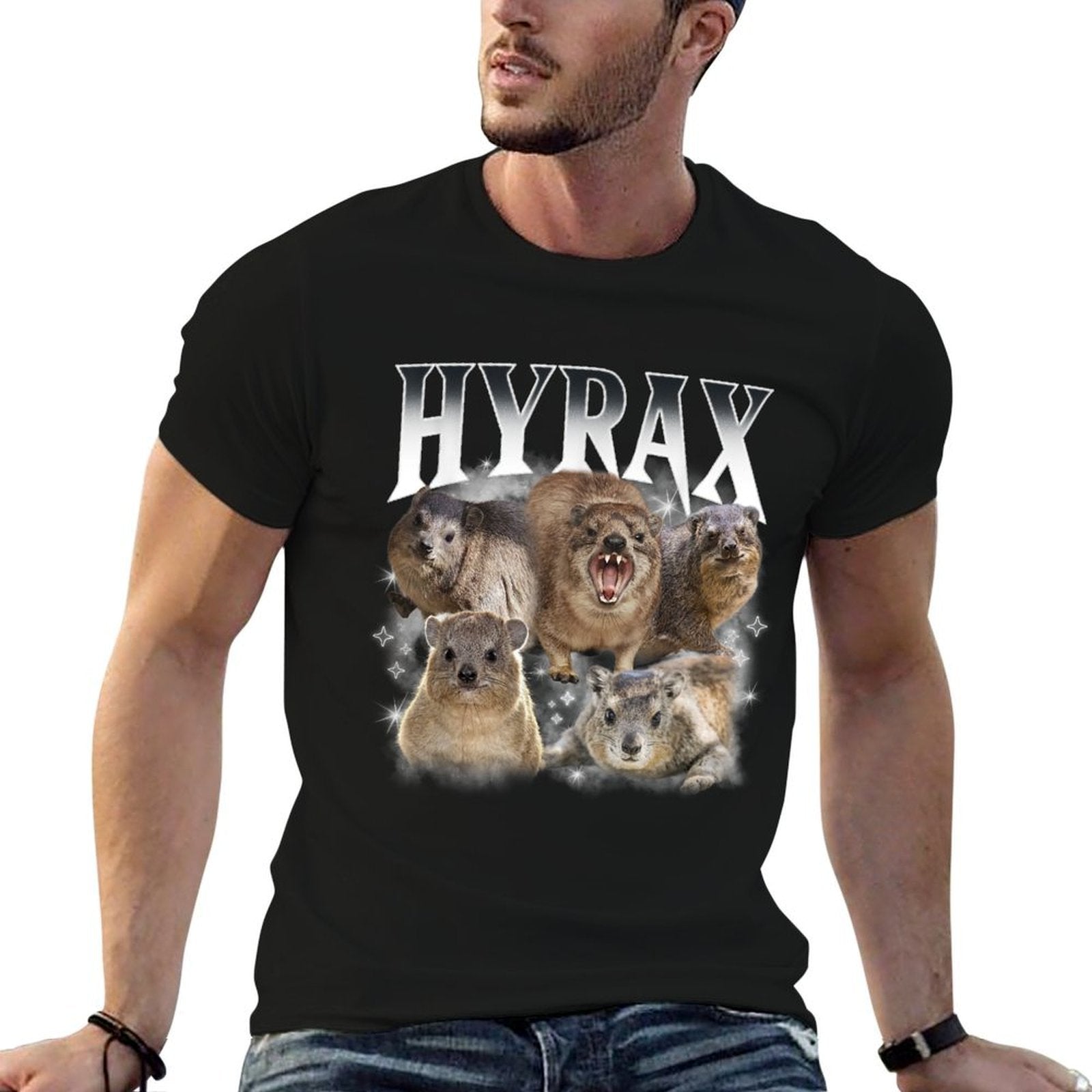 Hyrax Vintage Ugly Funny Meme Retro Animal Long Sweat  Fade-proof Color T-Shirt