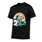 English Bulldog Surfing On The Great Wave of Kanagawa Men Women Girls Kids  Eco-friendly Material T-Shirt
