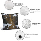 Brown Cowhide Soft Short Plush Fabric Throw Pillow