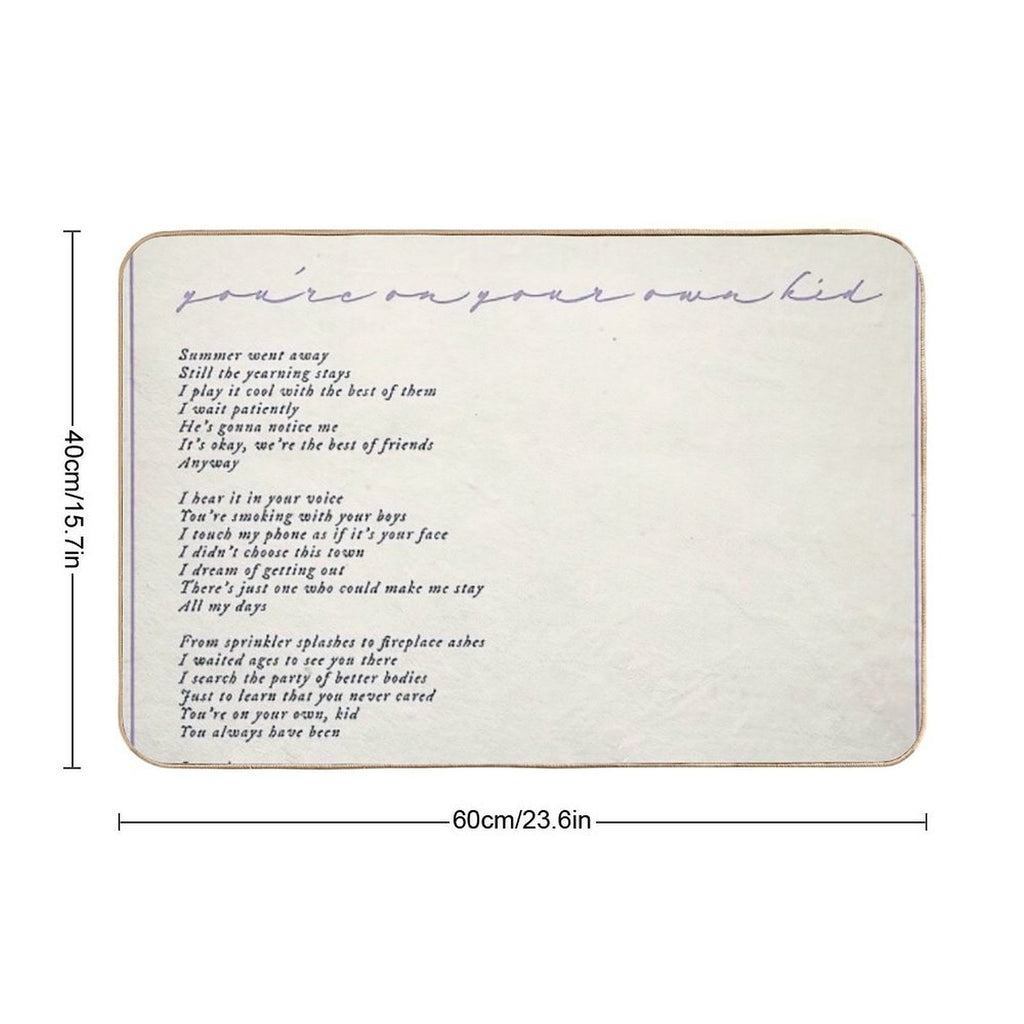 Youre on Your Own Lyric  Versatile Bath Mat