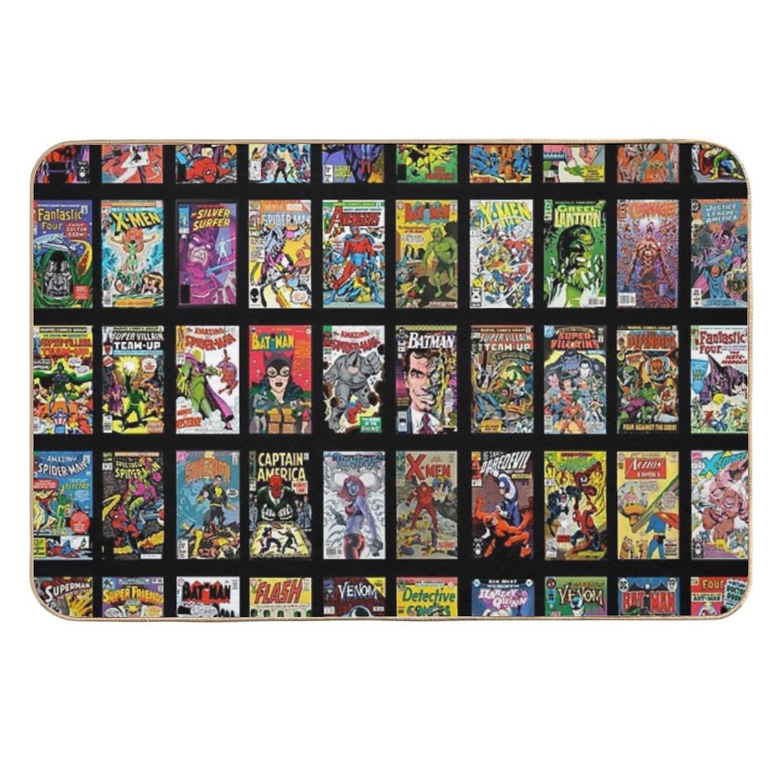 Vintage Superhero Evil Villains Comic Book Collection Retro Pattern  Non-Slip Bath Mat