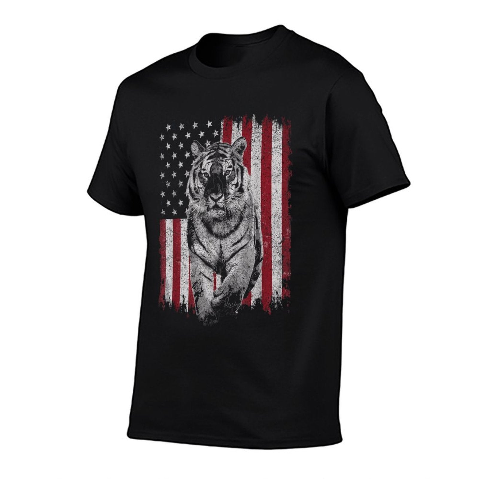 Patriotic Tiger 4th of July Patriotic USA Independence Day  Heathered Texture T-Shirt