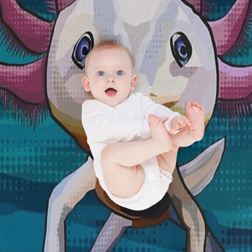 Axolotl with Water Background Machine-washable Throw Blanket