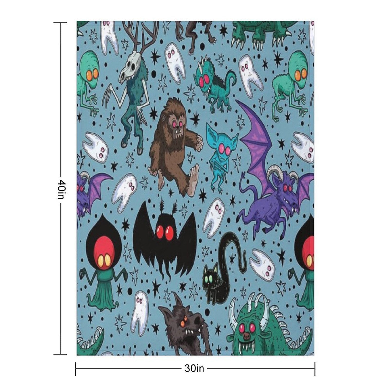 Cryptids Night Light Blue Eco-conscious Throw Blanket