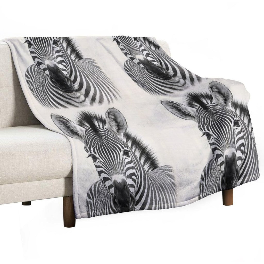 Realistic Black And White Zebra Portrait All-season Throw Blanket