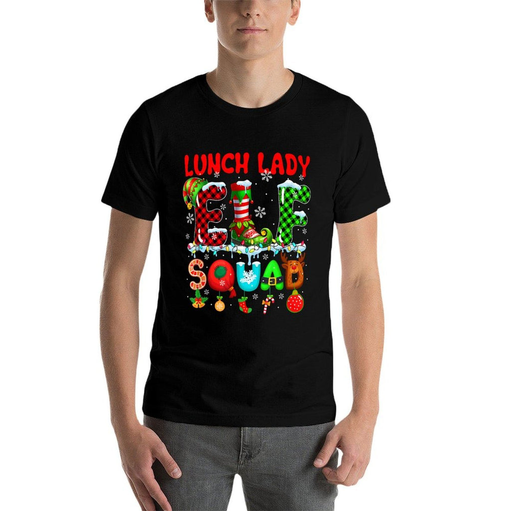 Lunch Lady Elf Squad Christmas Colorful Funny Job Team  Polyester Blend T-Shirt