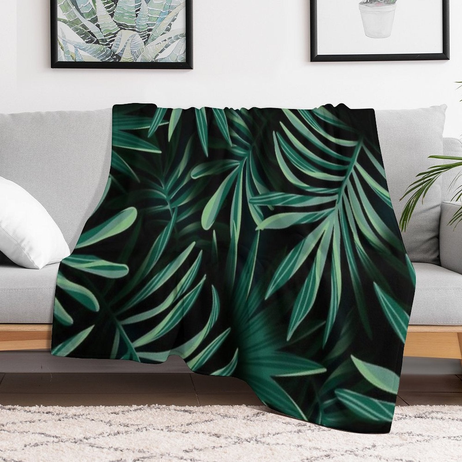 Monstera Leaves Multi-functional Throw Blanket
