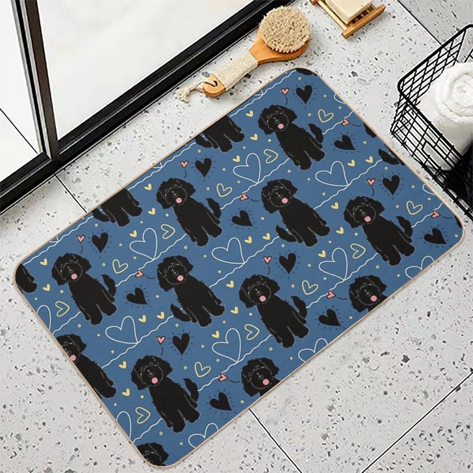 LOVE Black Goldendoodle Dog  Rapid-Drying Bath Mat