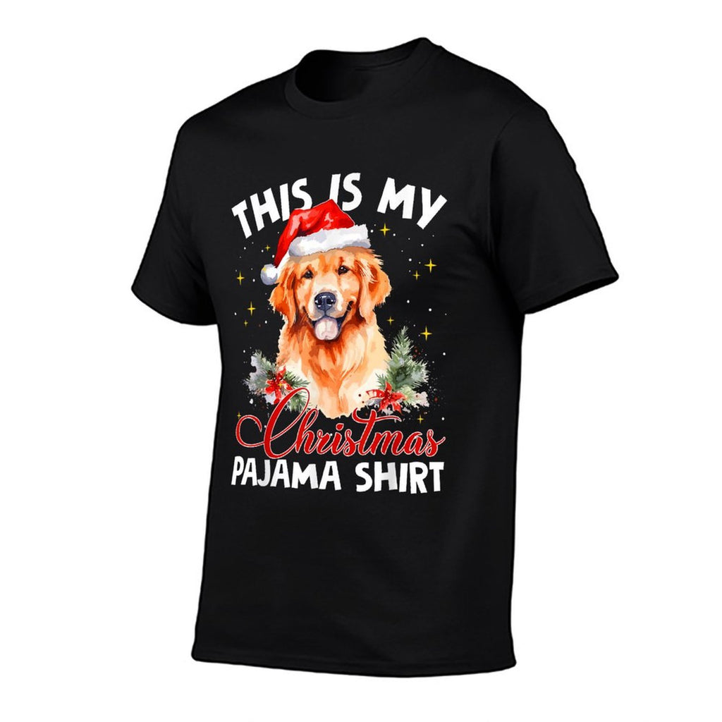 Golden Retriever Christmas Pajama Santa Hat Dog Lover Funny for Men Women  Oversized Silhouette T-Shirt