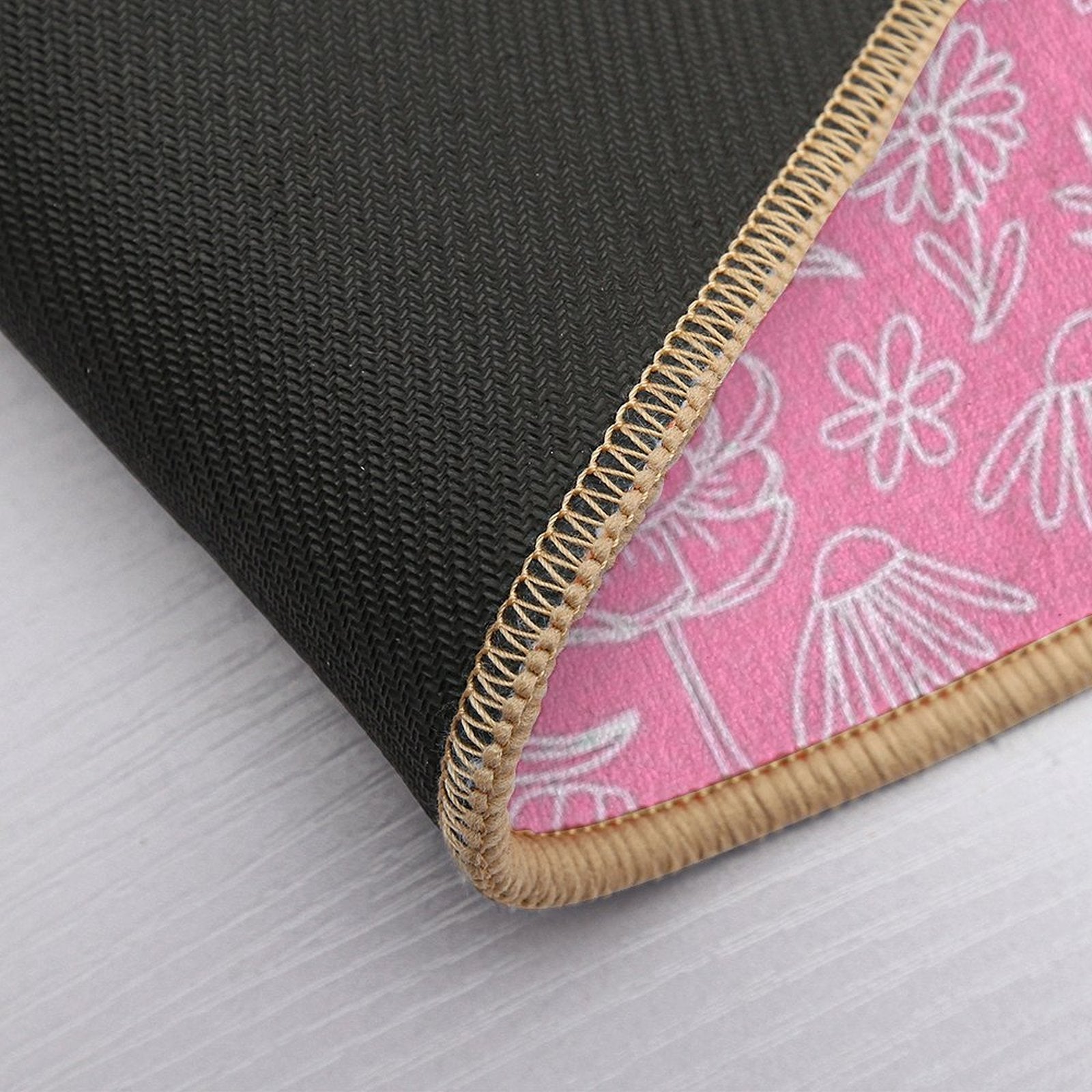 Floral Geometric Outlines on Pink  Dirt-Trapping Bath Mat