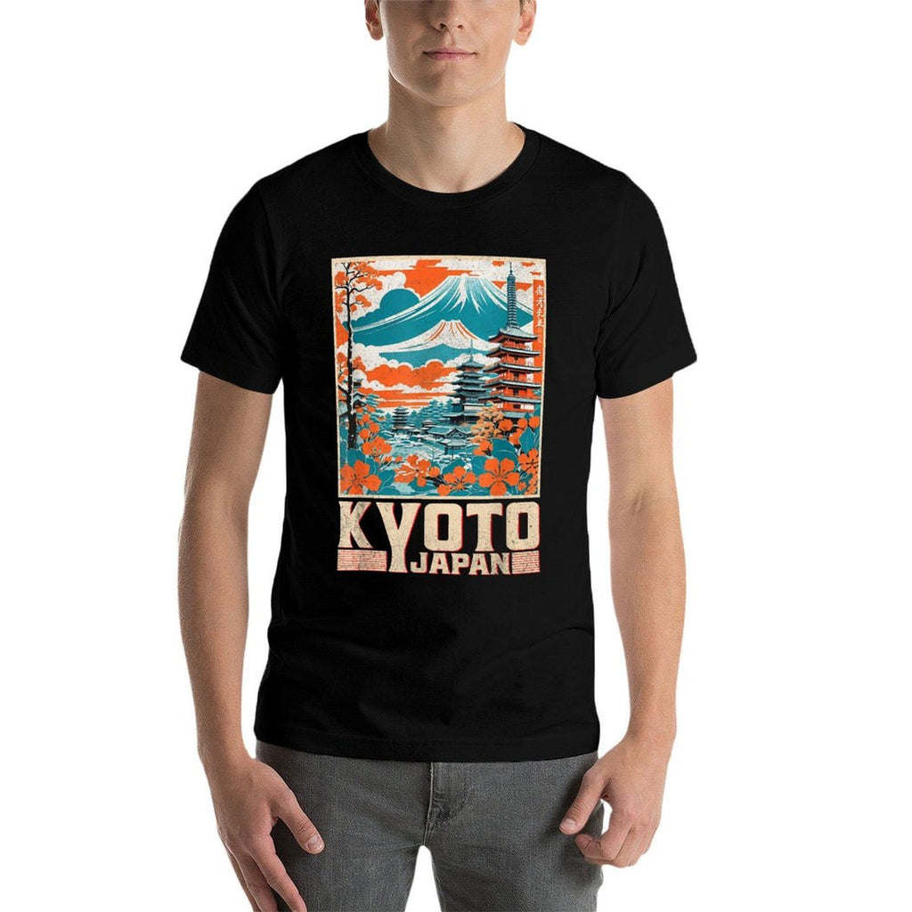 Kyoto Japan City Mt Fuji Vintage Japanese Woodblock Tourist  Soft T-Shirt