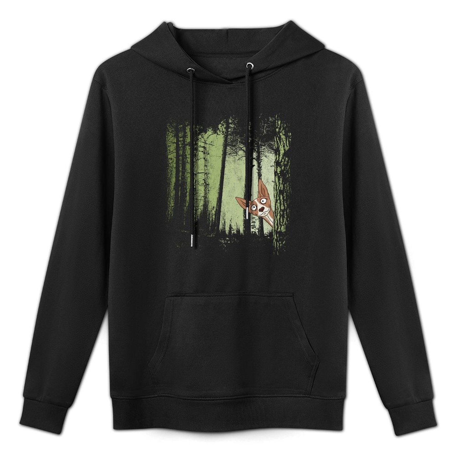 Stubborn Cheeky Podenco Hunting Dog In Twilight Forest Moisture-Wicking Hoodie