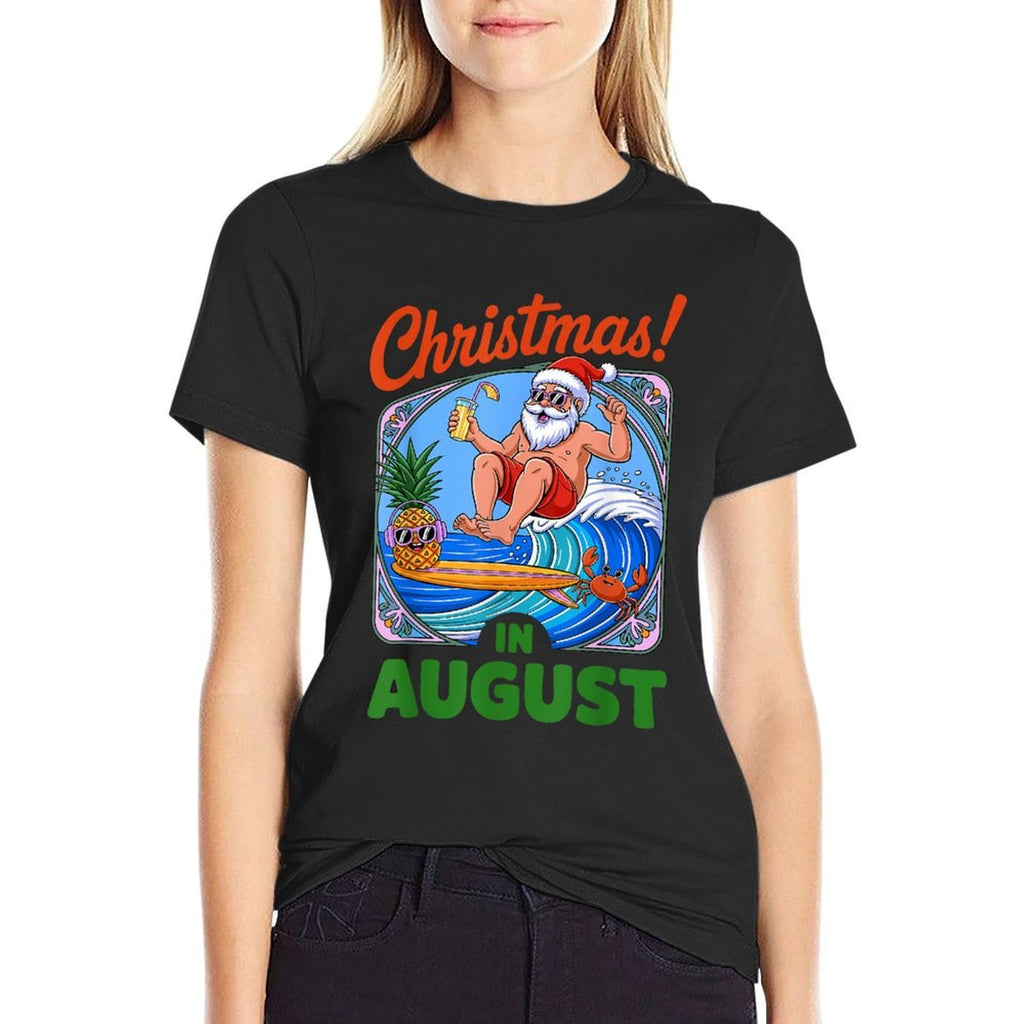 Christmas In August Summer Vacation Funny Santa Men Women  Summer-ready Fabric T-Shirt