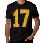 Number 17 Numbered Uniform Sports Team Jersey 17th Birthday  Ribbed Collar T-Shirt