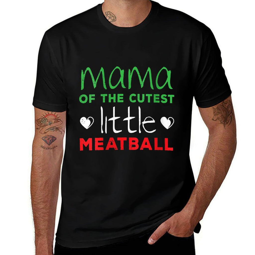 Womens Italian Mama of Little Meatball Cute Son Daughter Italy  High-quality Stitching T-Shirt