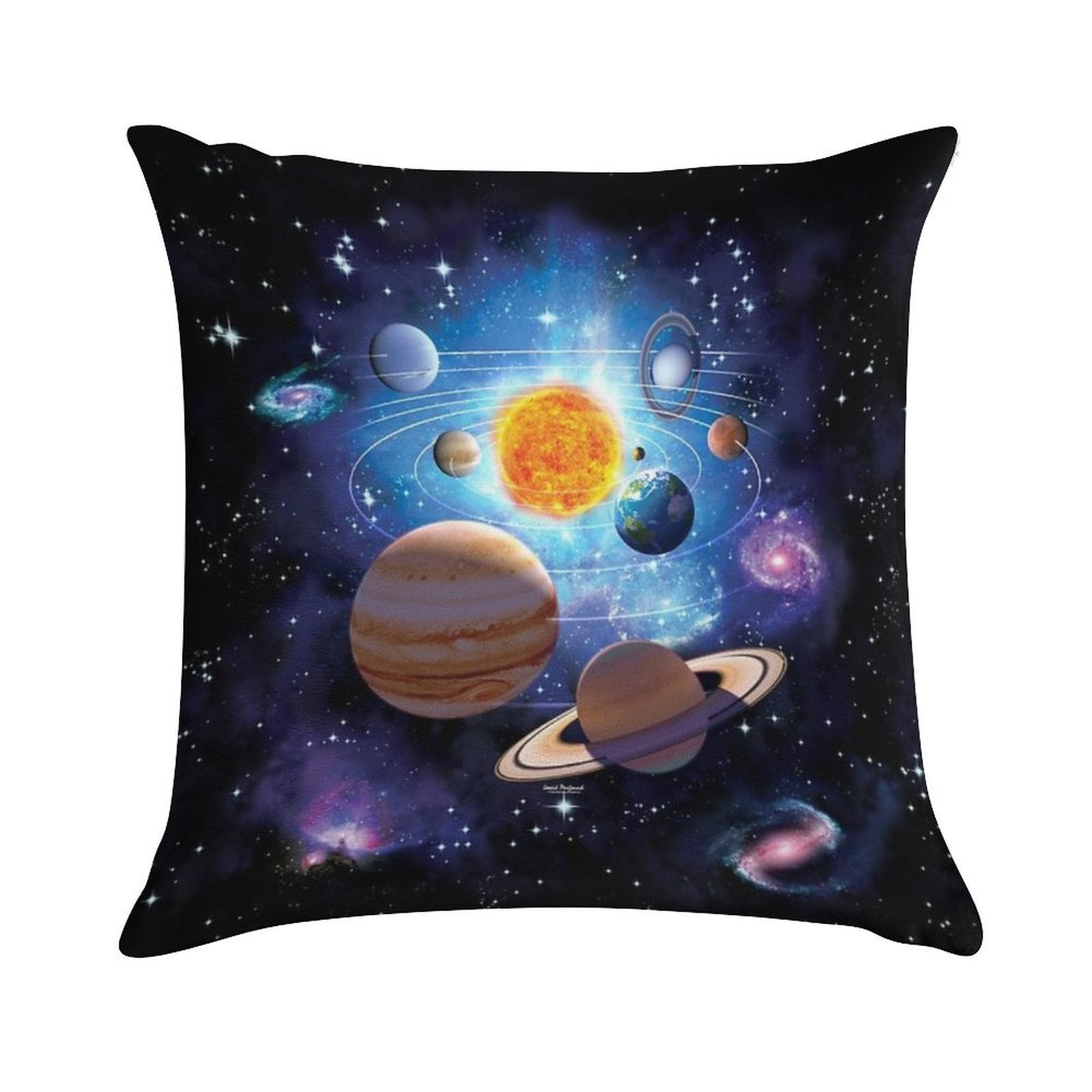 Solar System Soft Hidden Zipper Throw Pillow