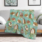 Hedgehog Spring Floral Velvety-soft Throw Blanket