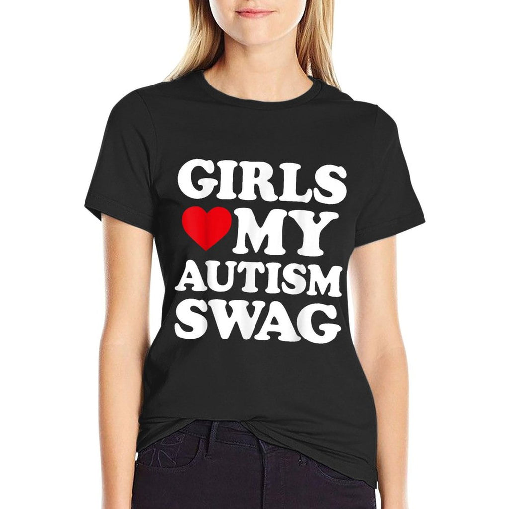 Girls Love My Autism Swag Funny Girls Heart Autism Awareness  Graphic-printed T-Shirt