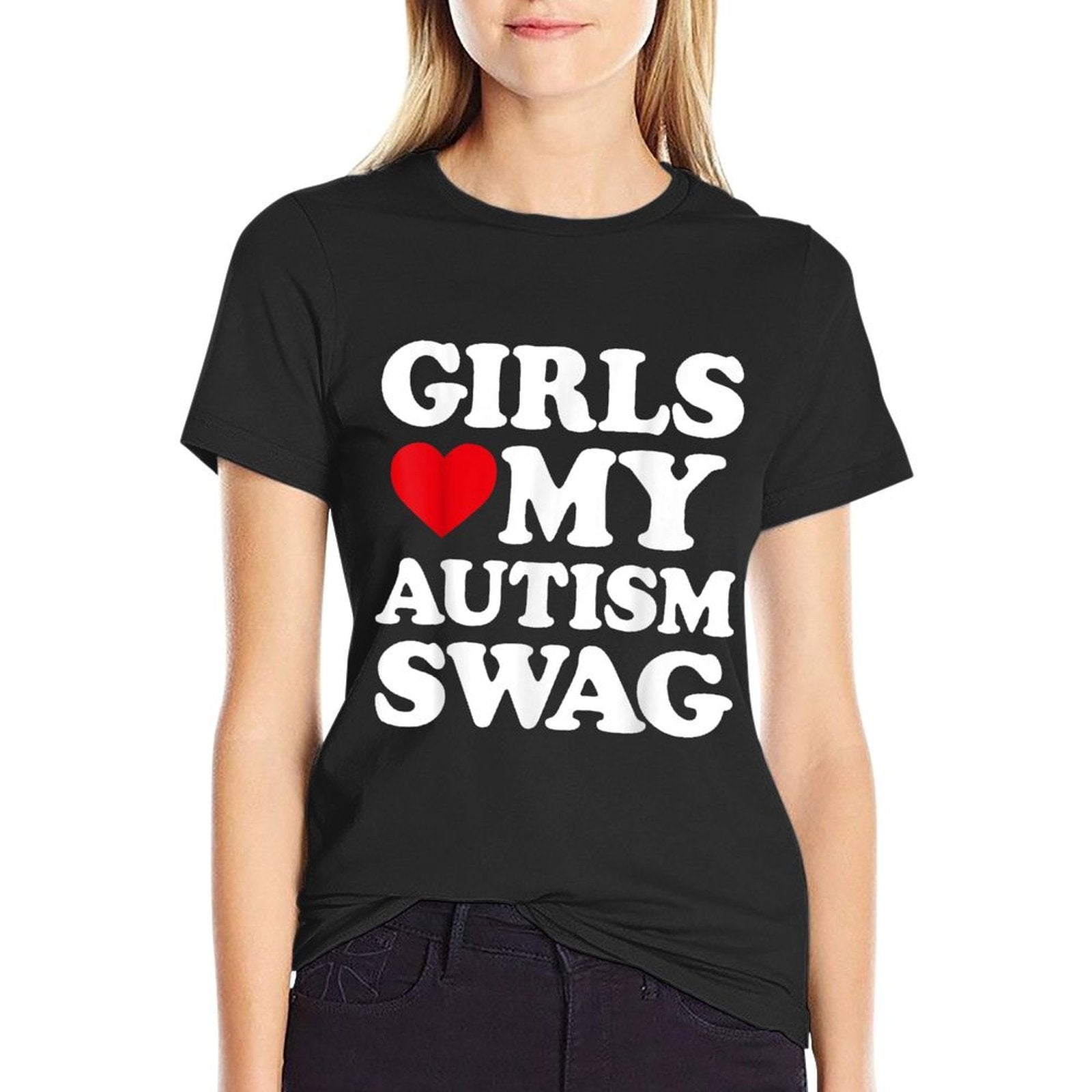 Girls Love My Autism Swag Funny Girls Heart Autism Awareness  Graphic-printed T-Shirt
