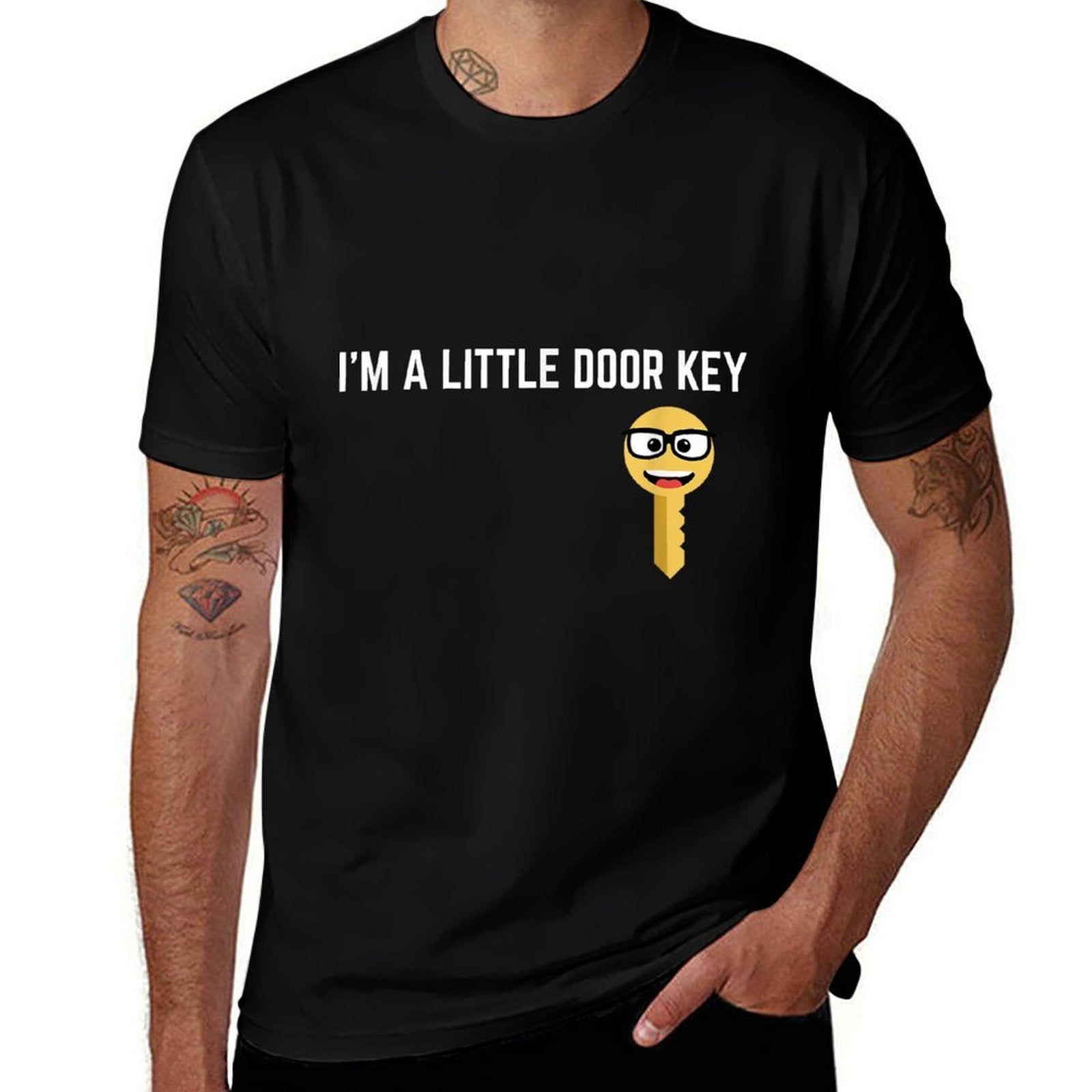 Funny Im A Little Door Key Nerdy Bad Dorky Mom Dad Kids Pun  Wrinkle-resistant T-Shirt
