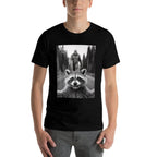 Scared Raccoon Selfie With Sasquatch Bigfoot , Funny Raccoon  Graphic-printed T-Shirt