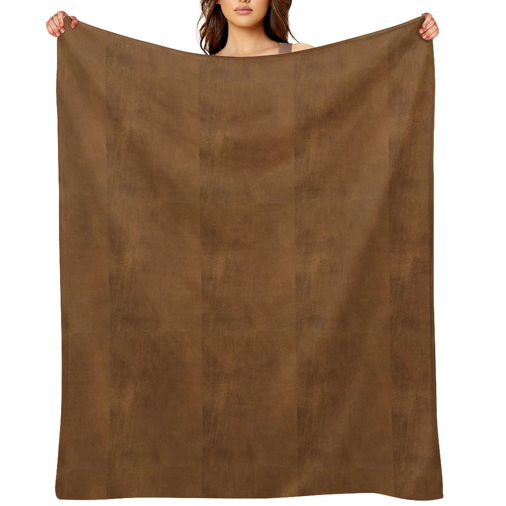 Brown Leather Anti-pilling Throw Blanket