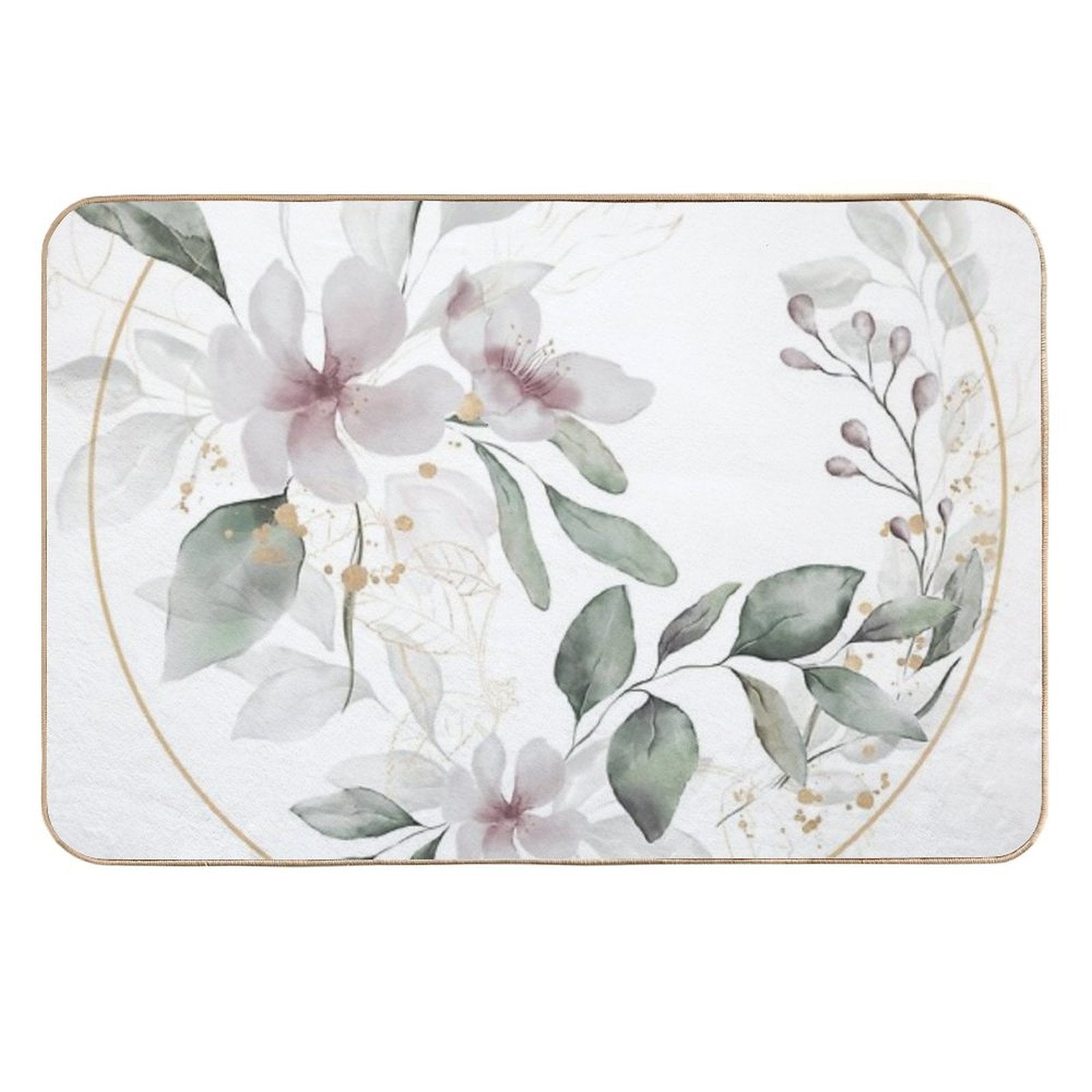 Golden Cicle of Flowers  Eco-Friendly Bath Mat