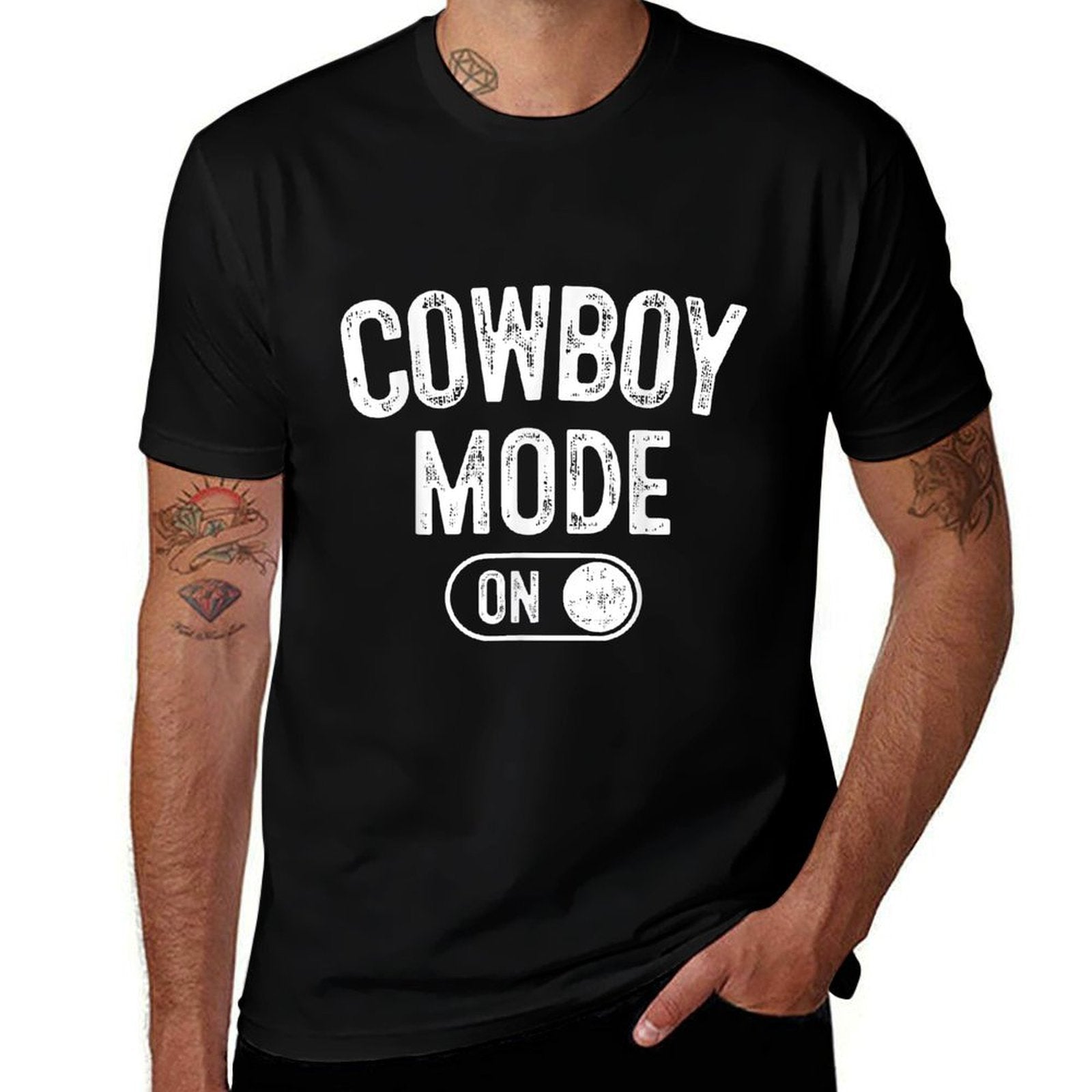 Cowboy Mode On Costume Funny Farmer Rodeo Gift Rancher  Fade-proof Color T-Shirt