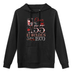 Womens Womens Cheers to 55 Years Old EST 1970 55th Birthday Queen Layering Staple Hoodie
