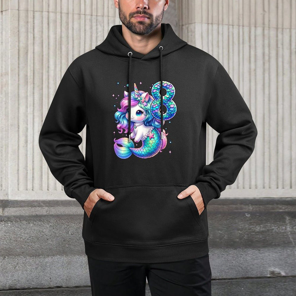 Unicorn Mermaid 8th Birthday 8 Year Old Party Girls Outfit Colorfast Hoodie