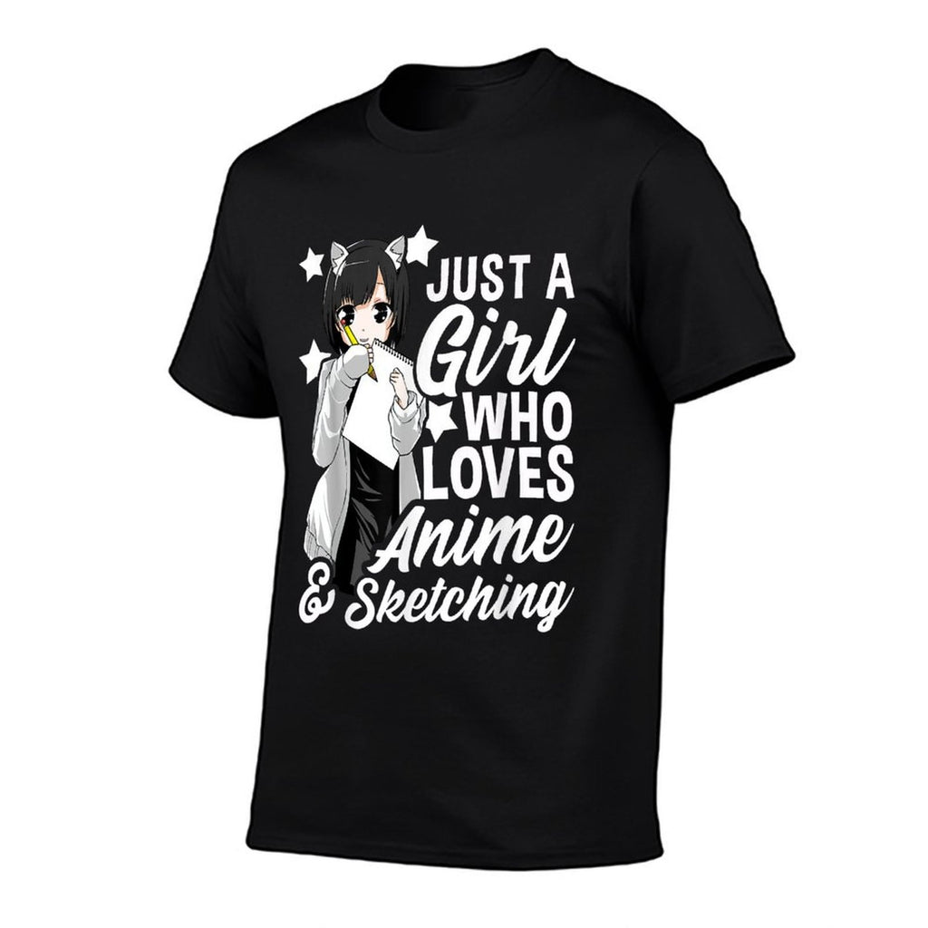 Anime Girl Just A Girl Who Loves Anime And Sketching Drawing  Moisture-wicking T-Shirt