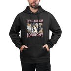 Live Laugh Lobotomy Funny Offensive Cat Meme Bootleg Graphic Adjustable Hood Hoodie