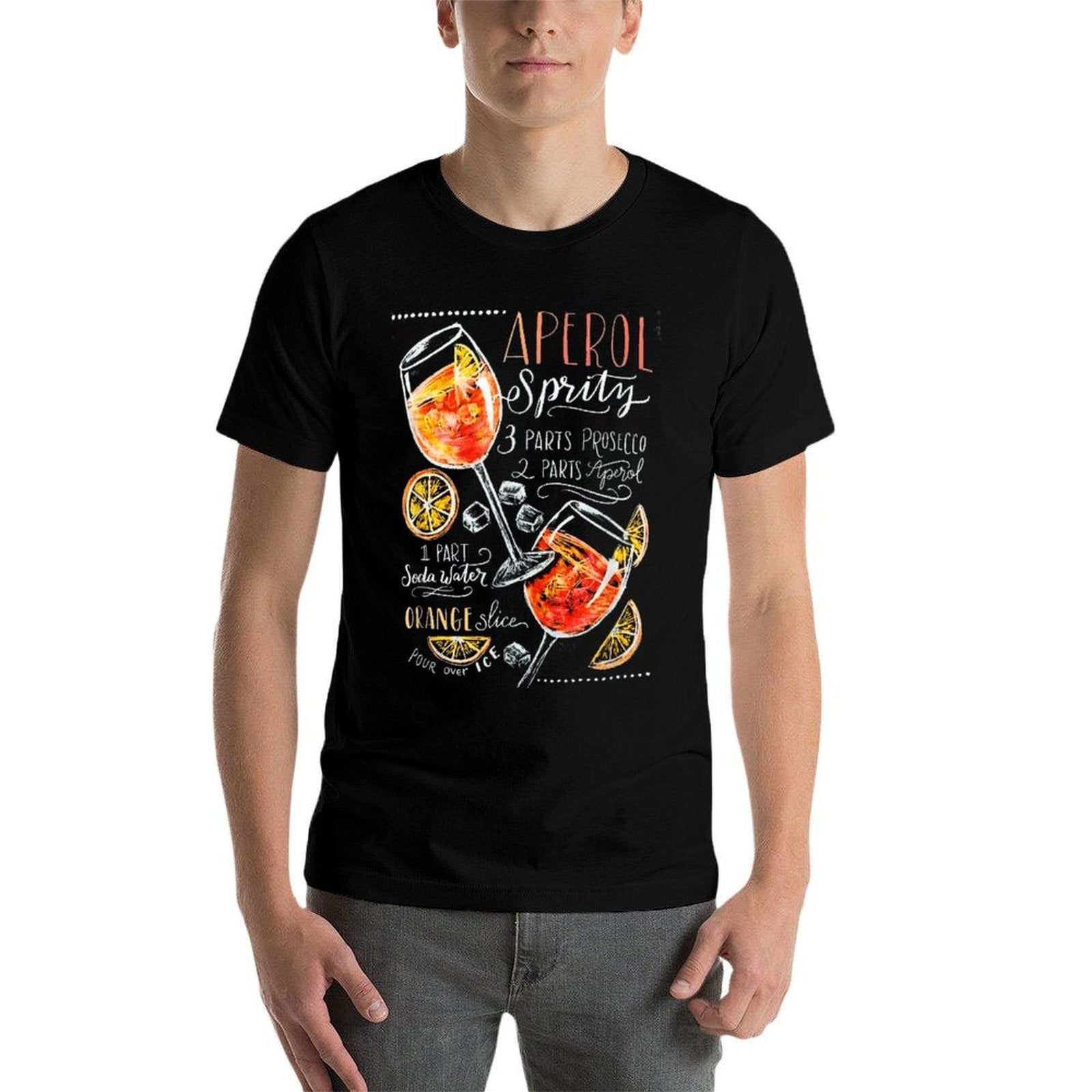 Aperol Spritz Recipe Cocktail Tshirt Perfect Drinking Gift  Slim-fit Cut T-Shirt