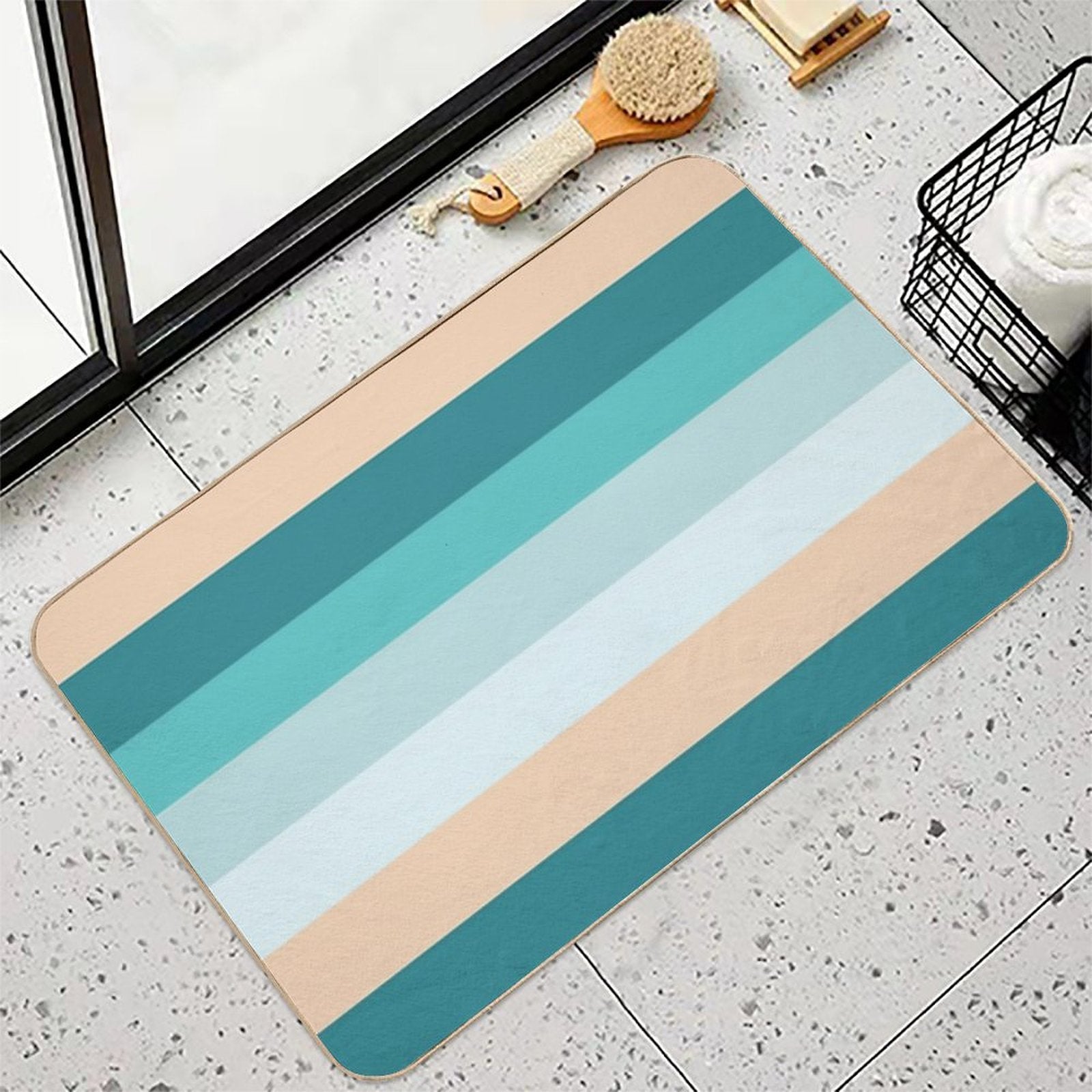 Beach Waves Color Palette, Blue Tones  Long-Lasting Bath Mat