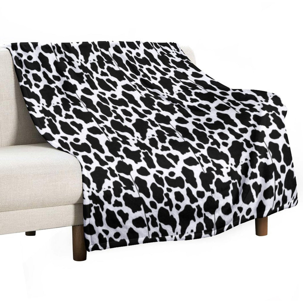 Black & White Cow Print Desinged Items Wrinkle-free Throw Blanket