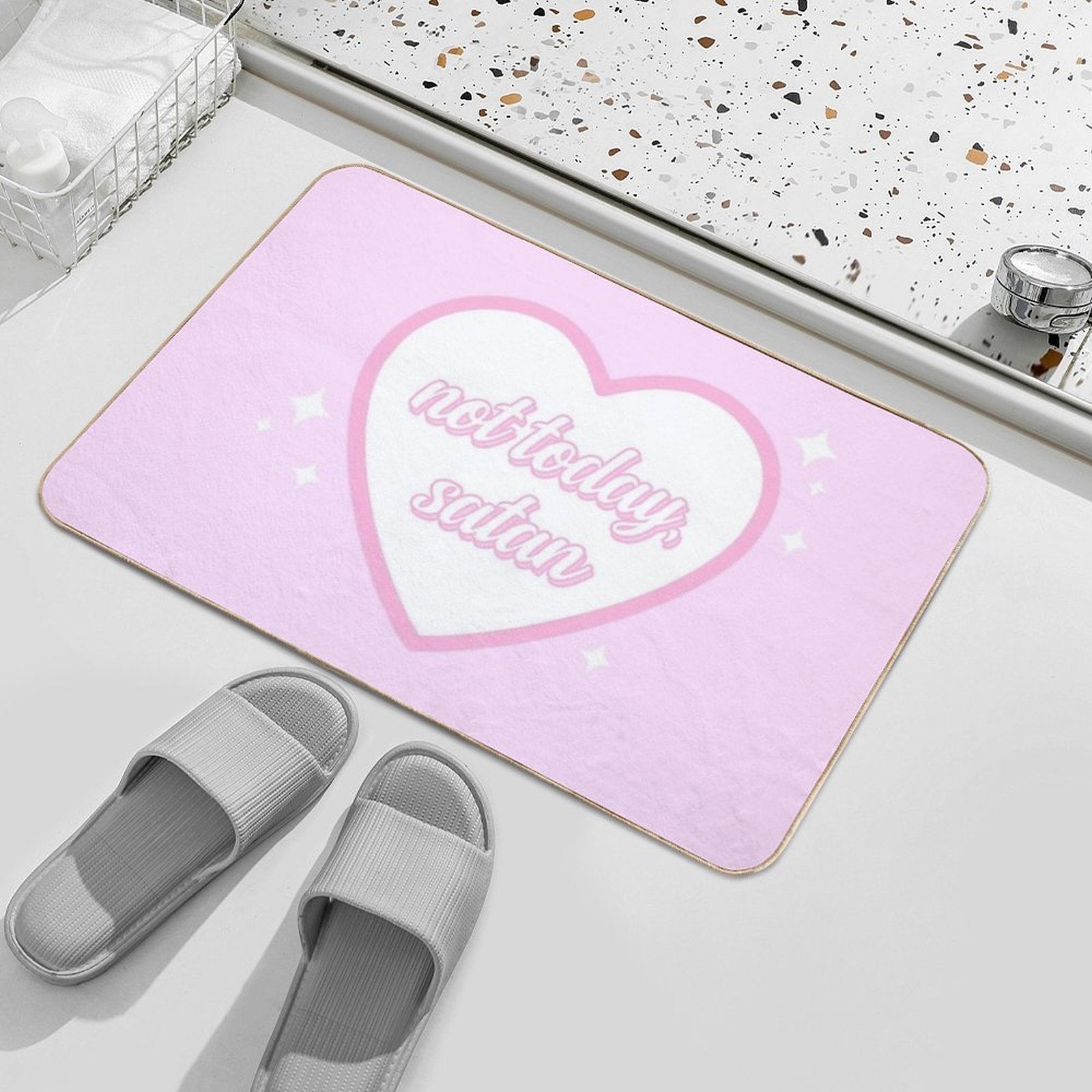 Not Today Satan  Nikury  Fade-Resistant Bath Mat