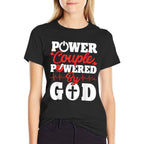 Power Couple Powered By God Christian Couples Matching V-day  High-quality Stitching T-Shirt